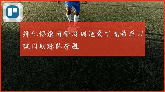 拜仁惨遭海登海姆逆袭丁克希单刀破门助球队夺胜